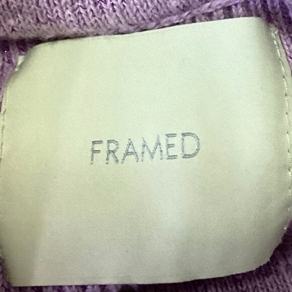 Framed Tricot Purple Rib Knit Turtleneck Long Sleeve Pullover Sweater Top Size M - Picture 5 of 6